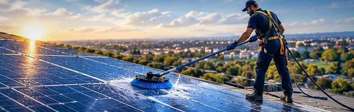 ניקוי פאנלים סולאריים — Power Wash בעבודה